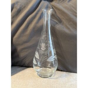 Toscany Glass Decanter Hand Made in Romania Flower pattern